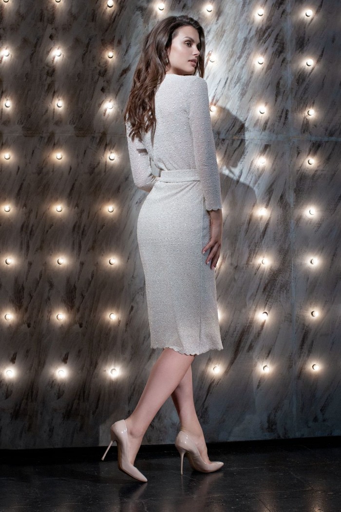ДАЙКИРИ - Женское платье длины миди с V-образным вырезом с длинным рукавом | Paulain