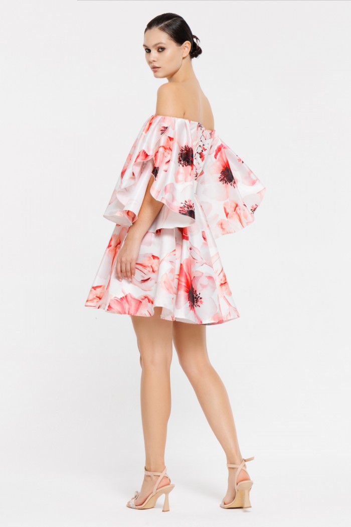 ЛУНА - Романтичное короткое платье с открытыми плечами и V-образным вырезом | Paulain
