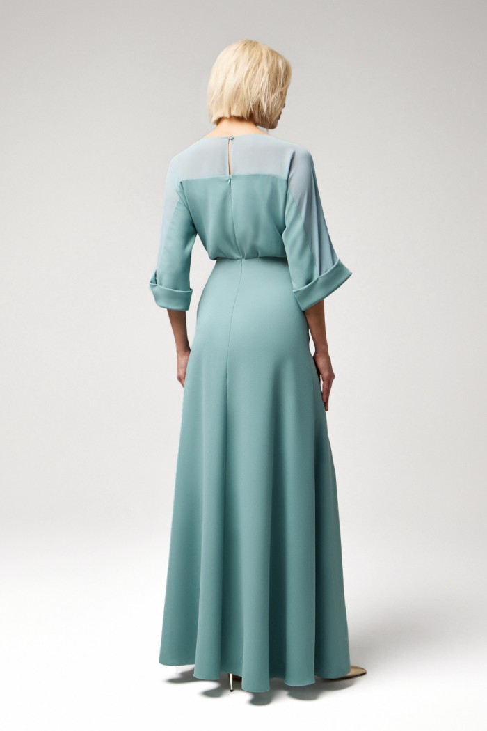 АНАИС - Женственное вечернее платье прямого силуэта с рукавом с мягким отворотом | Paulain