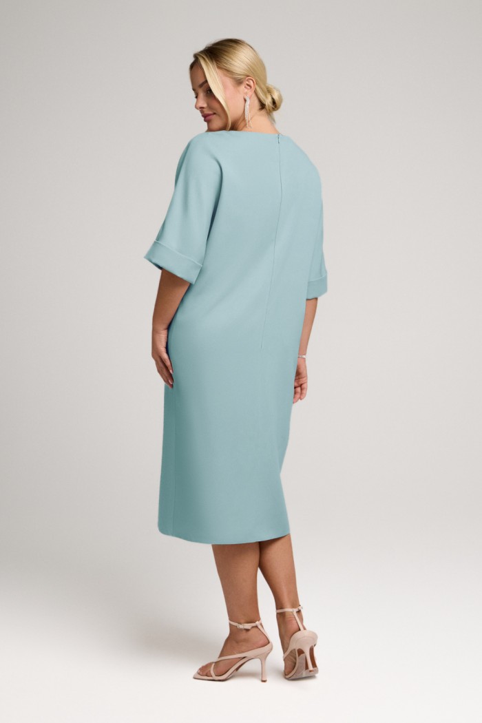 ЭТЕРИ - Лаконичное коктейльное платье миди длины с рукавом и изысканной вставкой у декольте | Paulain