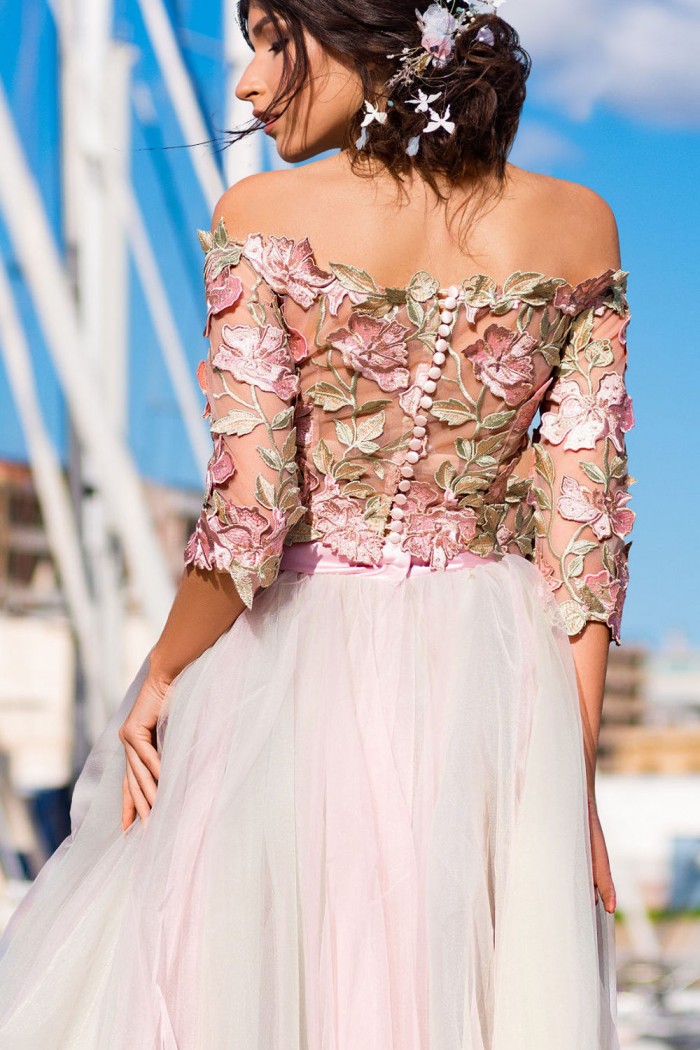 ДОМИНИКАНА - Розовое вечернее платье с воздушной юбкой | Paulain