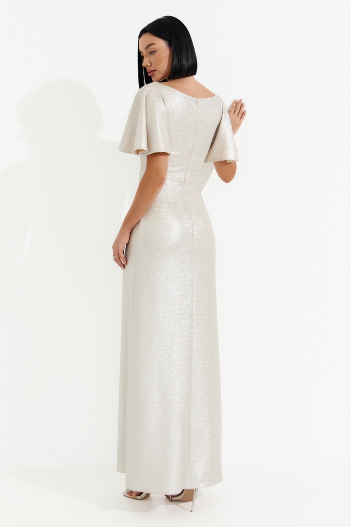 ПЕРЛ АЙС ПЕРЛ АЙС - Вечернее платье прямого силуэта на замке с рукавами-воланами | Paulain