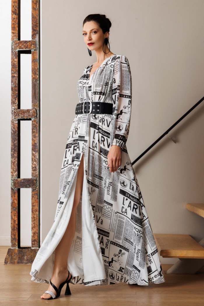 АСТИ - Женское дизайнерское платье из шифона с длинным рукавом и модным принтом | Paulain