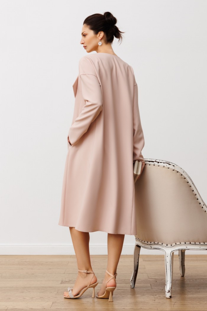 ДАЙАН - Коктейльное платье миди длины в комплекте с легким пальто с рукавом | Paulain