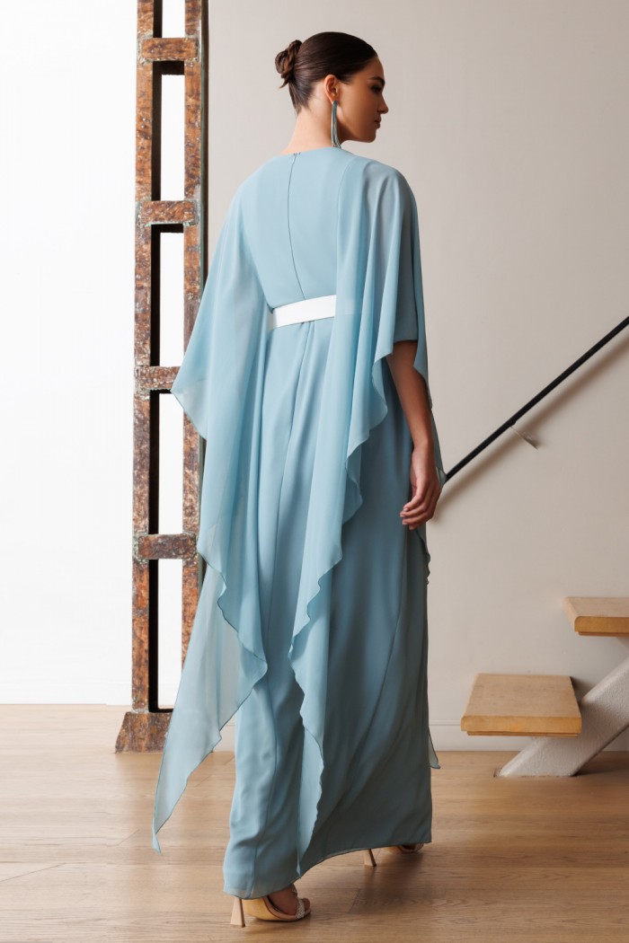 ЭЛЕЙНА  - Легкое вечернее платье с летящим рукавом и V-образным вырезом | Paulain