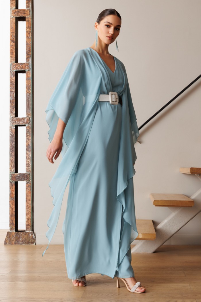 ЭЛЕЙНА  - Легкое вечернее платье с летящим рукавом и V-образным вырезом | Paulain