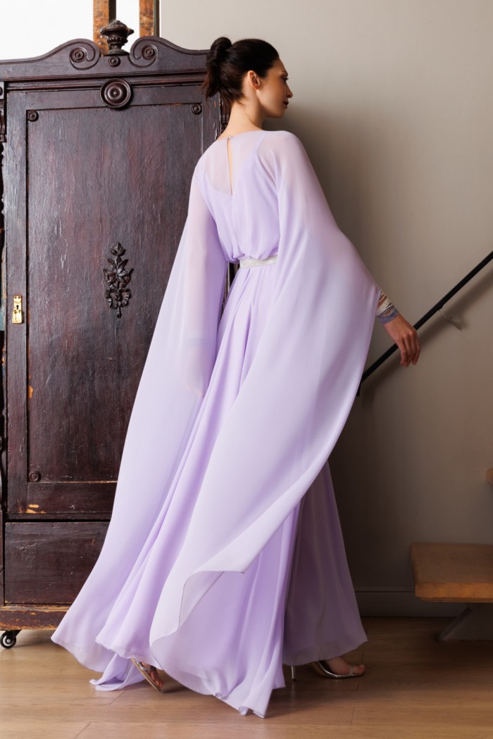 ЛАНА - Длинное вечернее платье в восточном стиле с удлиненными рукавами-кимоно | Paulain