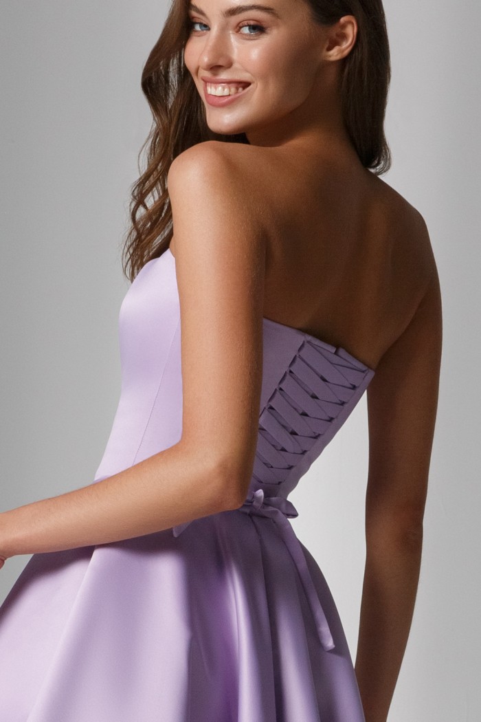 ДЕМИ - Коктейльное открытое платье длины миди со съемными рукавами  | Paulain