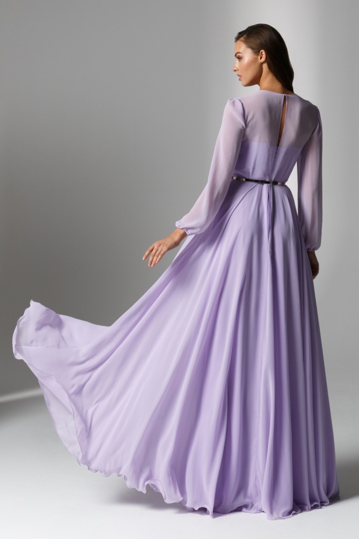 ЛИАМ - Длинное легкое вечернее платье с рукавом на скрытом корсете | Paulain