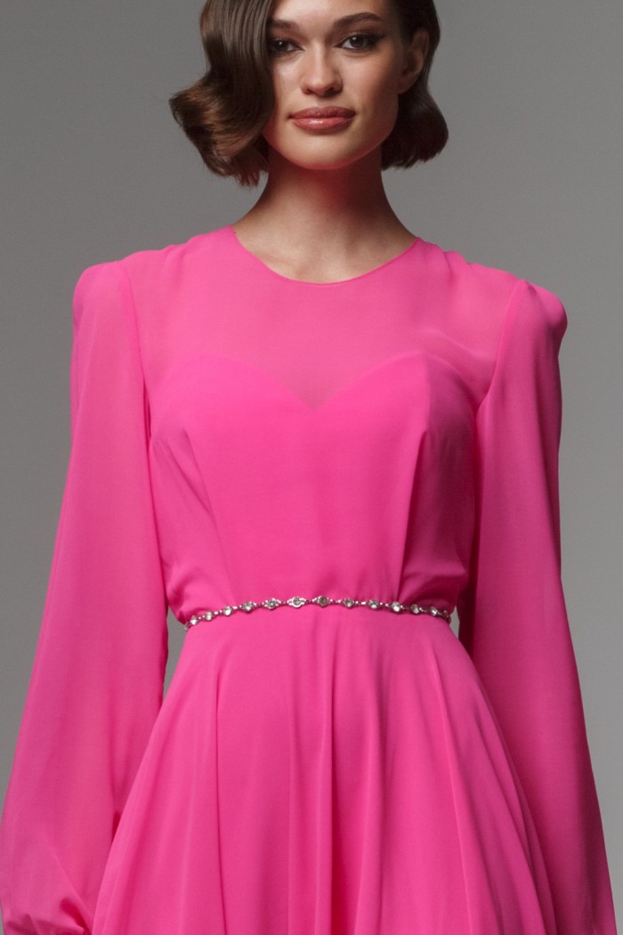 ЛИАМ МИДИ - Эффектное яркое легкое платье длины миди с рукавом | Paulain