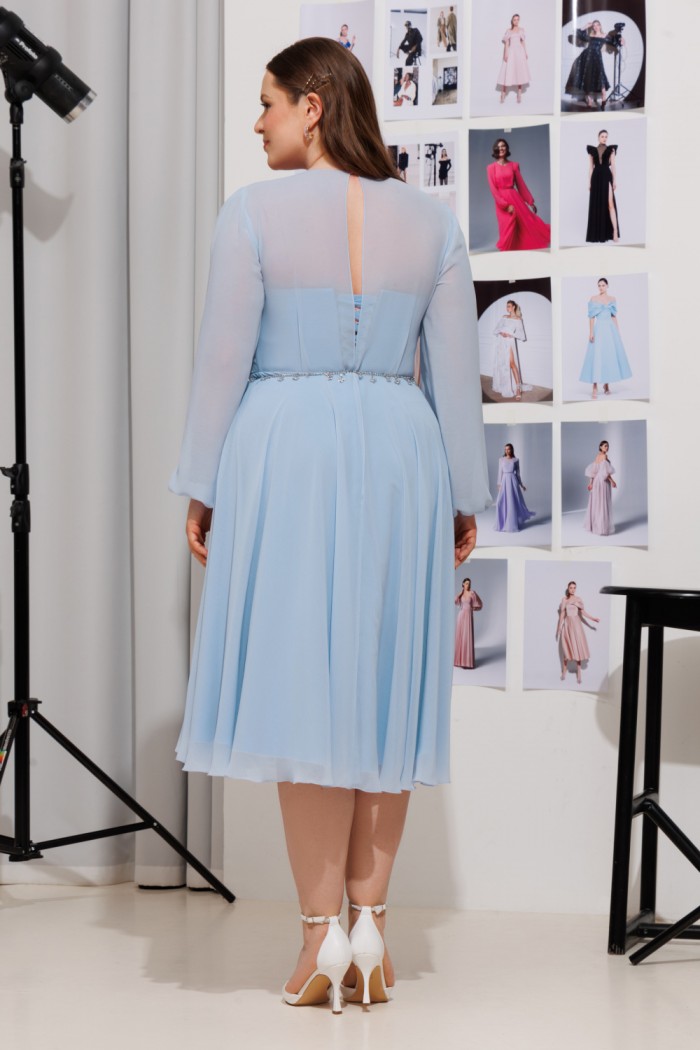 ЛИАМ МИДИ - Легкое платье миди длины на корсете с длинным рукавом | Paulain