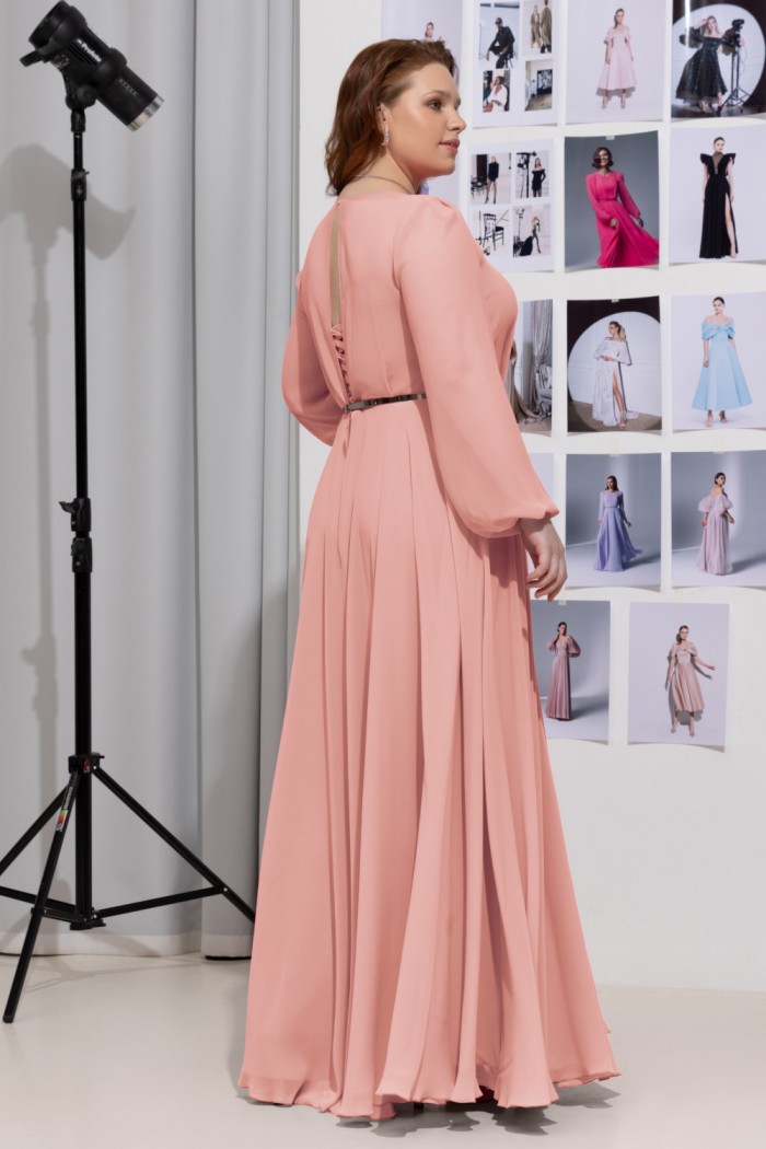 ЛИАМ - Элегантное вечернее платье из легкой ткани со скрытым корсетом и рукавом | Paulain