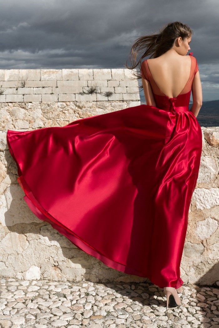 ШЕПОТ СЕРДЦА - Вечернее платье красного цвета из короткого топа и длинной юбки | Paulain