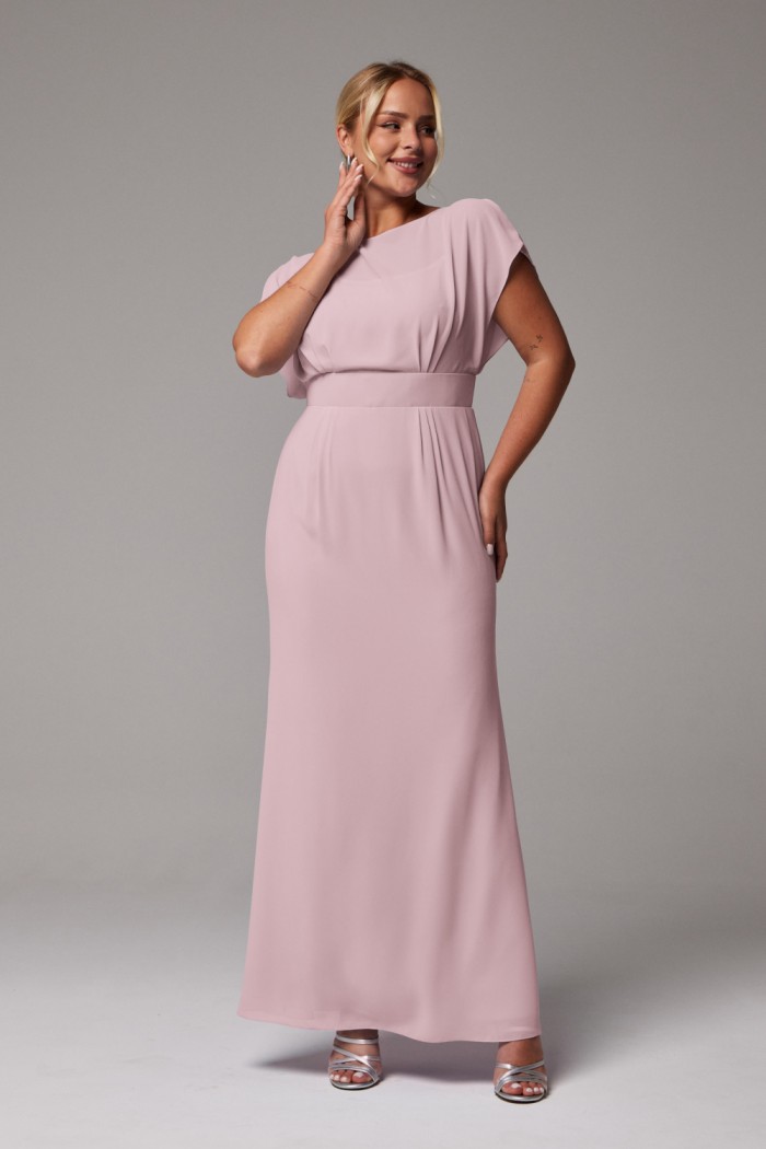 АНТЕЯ БЕЙС Вечернее нарядное платье в пол из невесомого жоржета с коротким рукавом - АНТЕЯ БЕЙС | Paulain