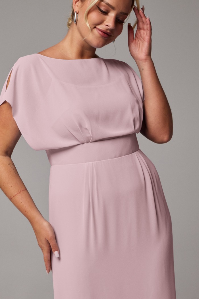 АНТЕЯ БЕЙС АНТЕЯ БЕЙС - Вечернее нарядное платье в пол из невесомого жоржета с коротким рукавом | Paulain