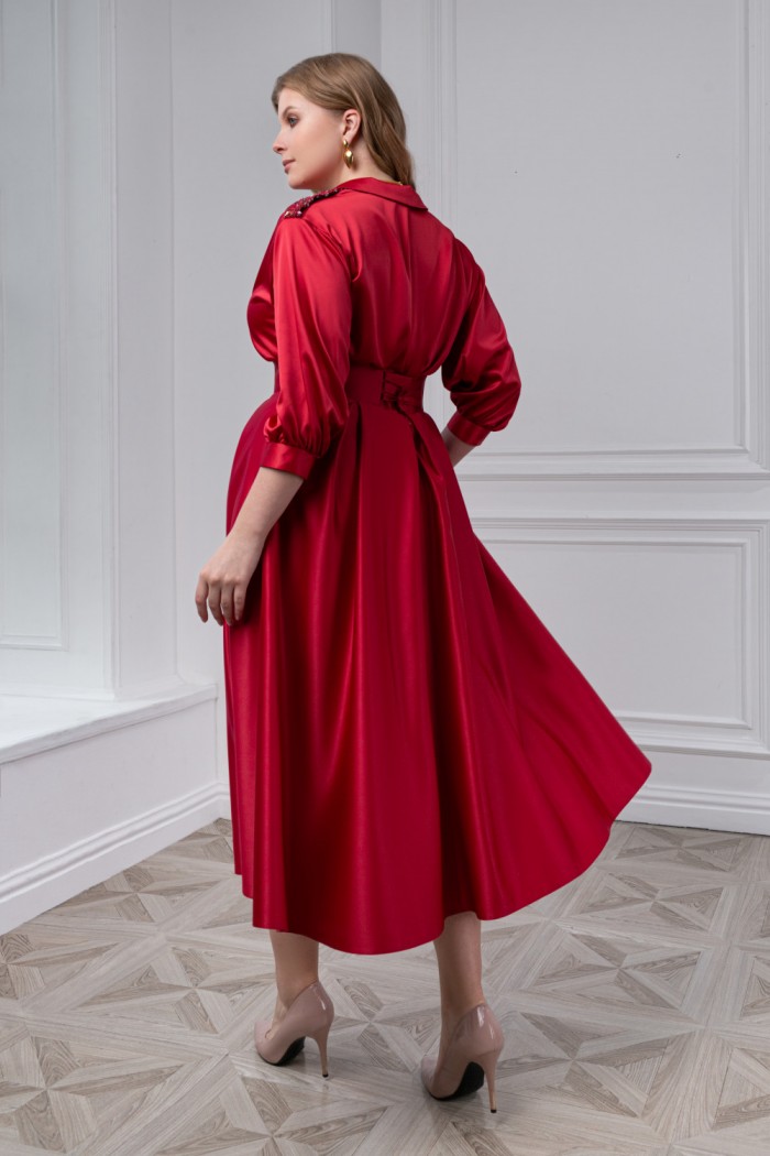ИЛАЙН & ПИЛАР - Изящный комплект из атласной блузки с длинным рукавом и юбки | Paulain