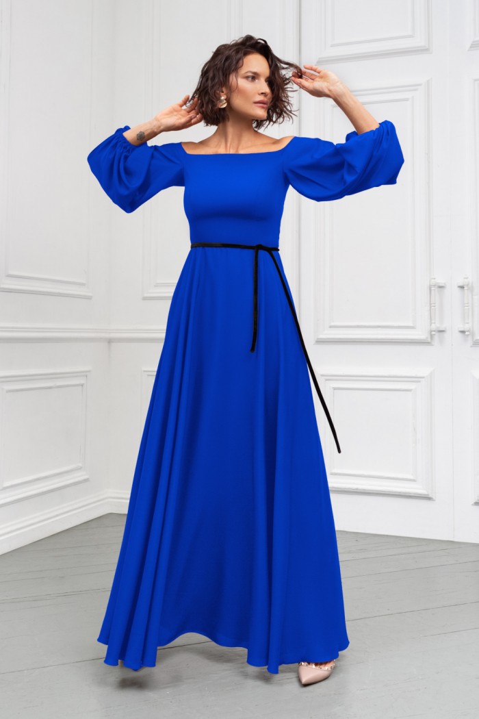 МИННА Макси - Роскошное длинное вечернее платье длины макси с пышным рукавом | Paulain
