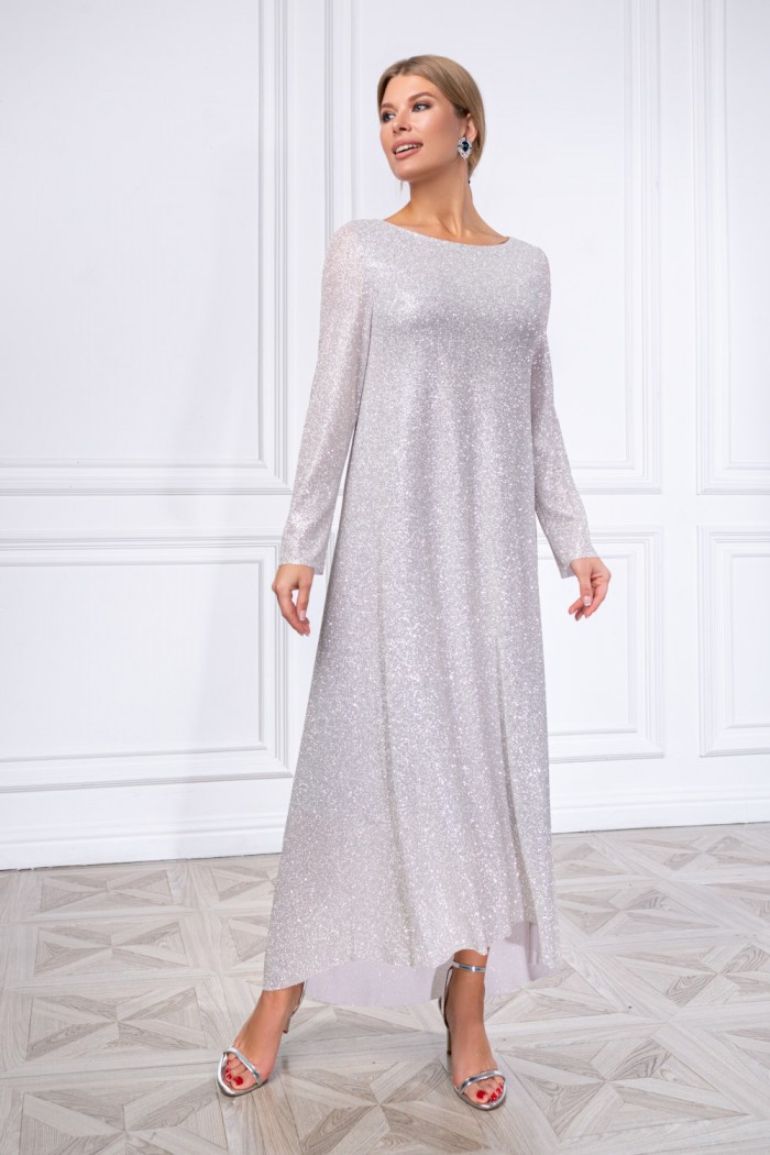 Сверкающее длинное платье из глиттерной ткани - ШАЙНИ | Paulain