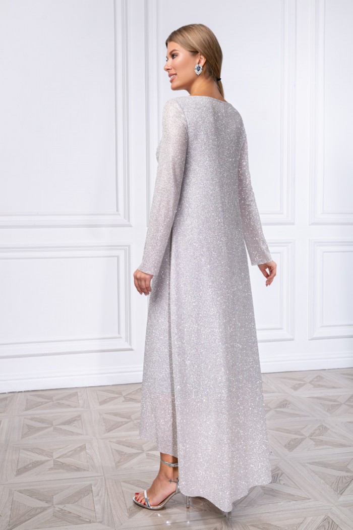 ШАЙНИ - Сверкающее длинное платье из глиттерной ткани | Paulain