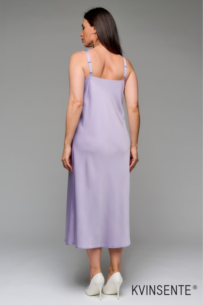 ЛИББЕ - Платье комбинация прямого кроя на бретелях лавандового цвета | Paulain