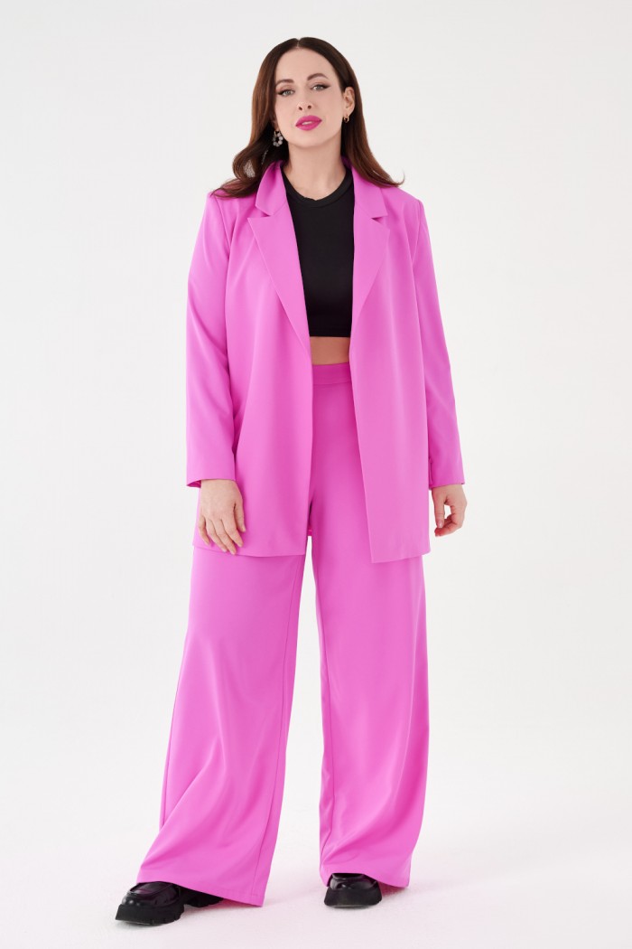 Розовый яркий жакет с поясом и широкие брюки - ОСТИН & ФЕЙТ | Paulain