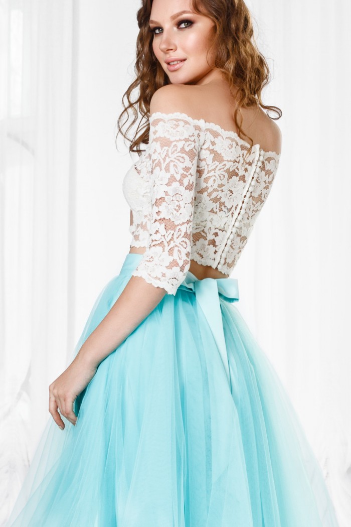 БАРНЕО & ЛИЛИ - Романтичное платье с кружевной блузой и пышной короткой юбкой | Paulain