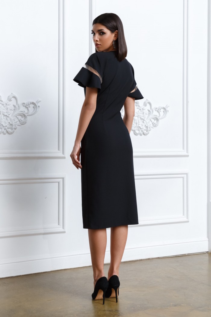ДОЛЬЧЕ - Коктейльное платье классической длины с V-образным вырезом и коротким рукавом | Paulain