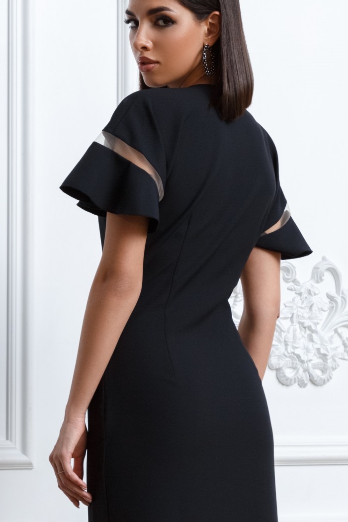 ДОЛЬЧЕ - Коктейльное платье классической длины с V-образным вырезом и коротким рукавом | Paulain
