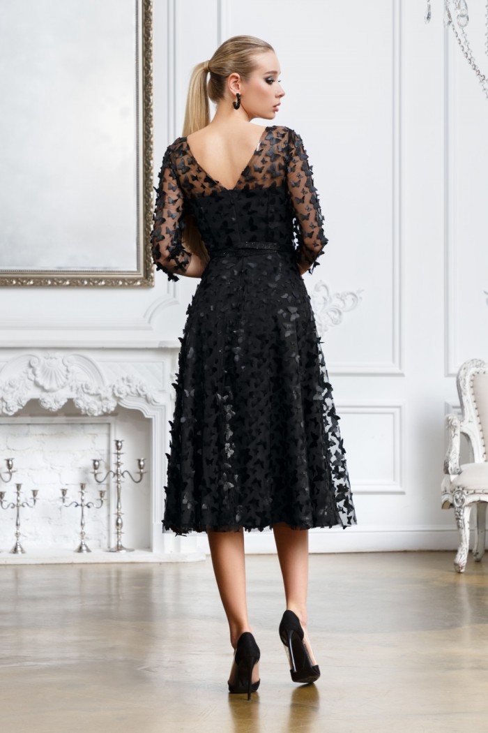 ФЛАЙ - Необыкновенное платье с бабочками, пышной юбкой и длинным рукавом  | Paulain
