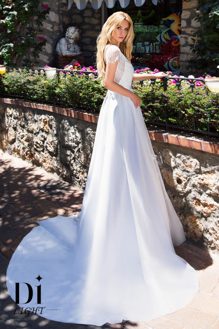 ШЕЙЛА - Легкое свадебное платье с кружевным лифом и коротким рукавом | Paulain