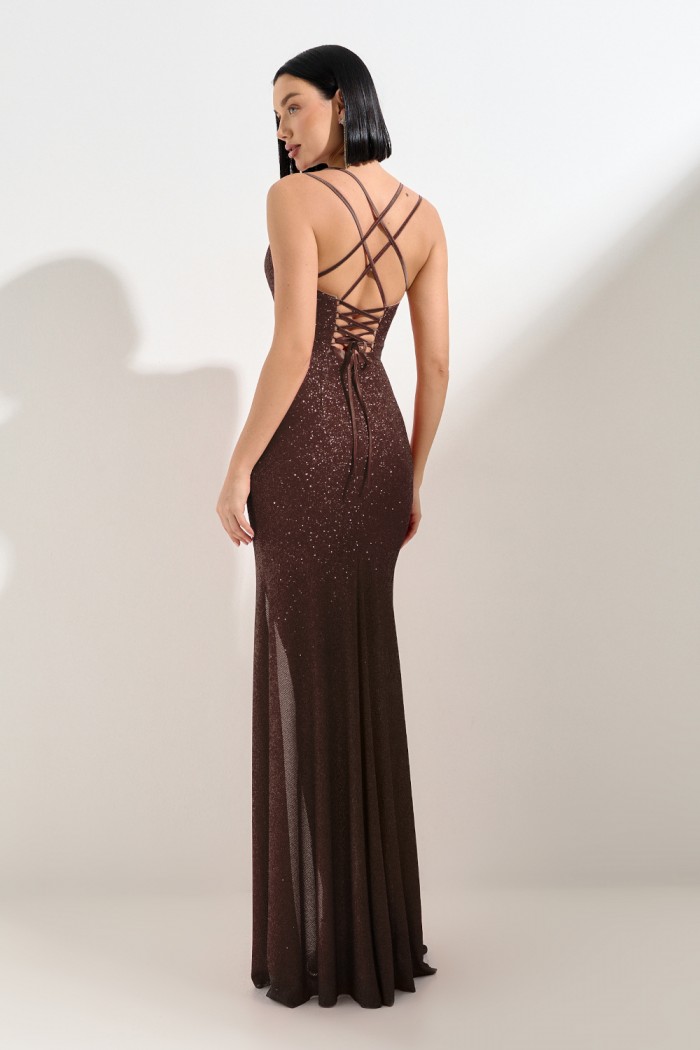 МОИ ПРАВИЛА МОИ ПРАВИЛА - Открытое красное платье с переменной длиной на бретелях и шнуровкой по спине | Paulain