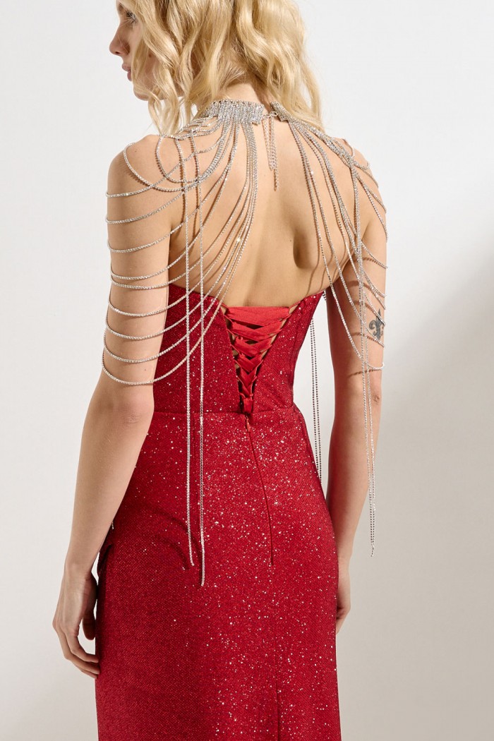 Оплечье ШЕНА - Блестящее оплечье из ниспадающих нитей по плечам | Paulain