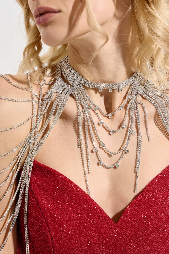 Оплечье ШЕНА - Блестящее оплечье из ниспадающих нитей по плечам | Paulain