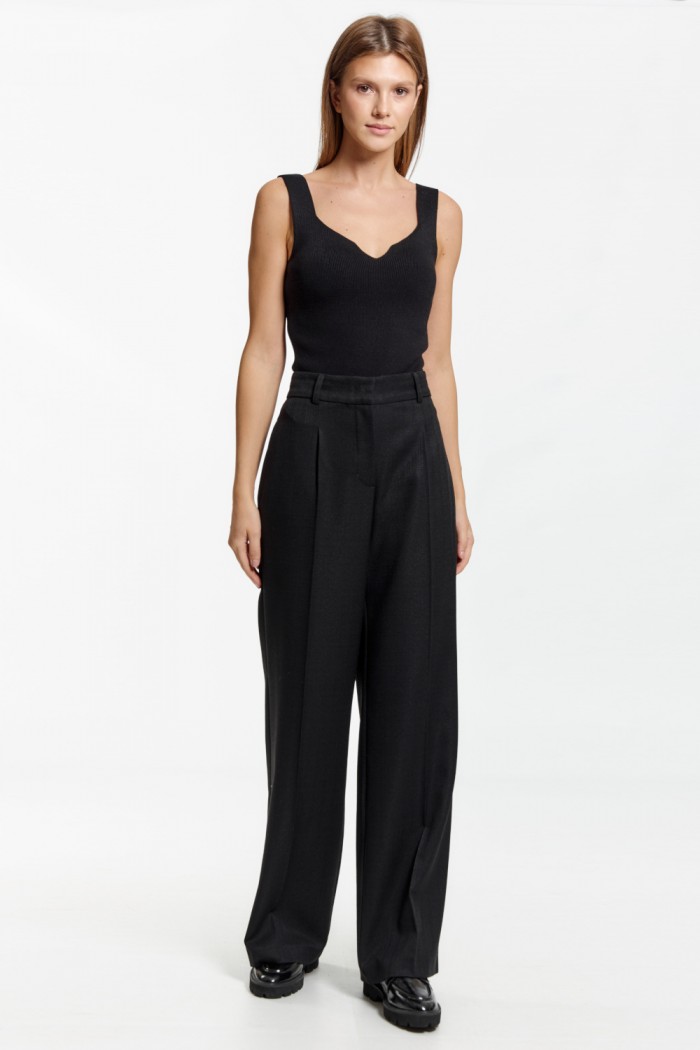 Черные женские брюки со стрелкой - 3-4920-4 | Paulain