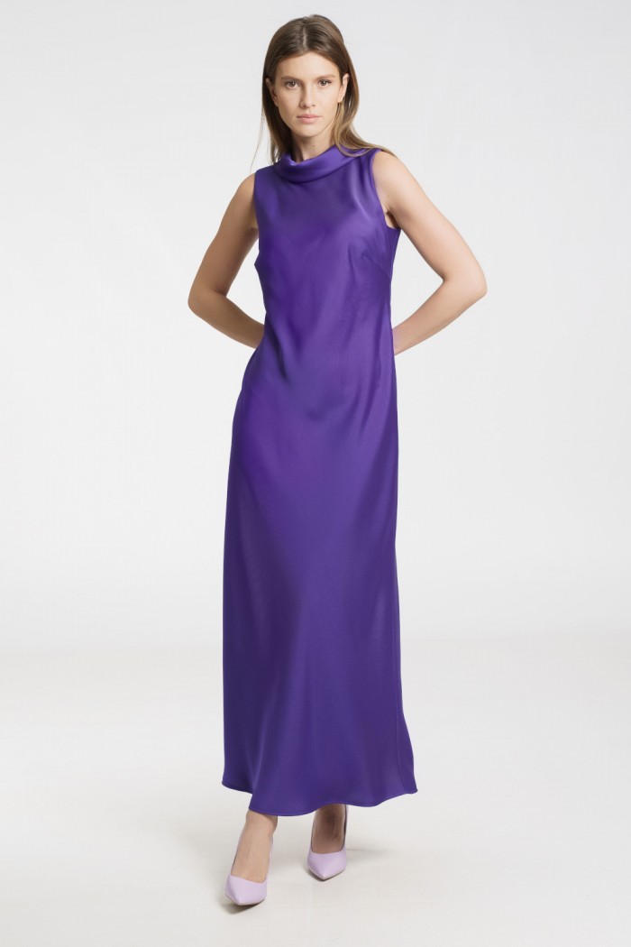 ПЛАТЬЕ 5-3167-73 - Фиолетовое длинное платье без рукава | Paulain