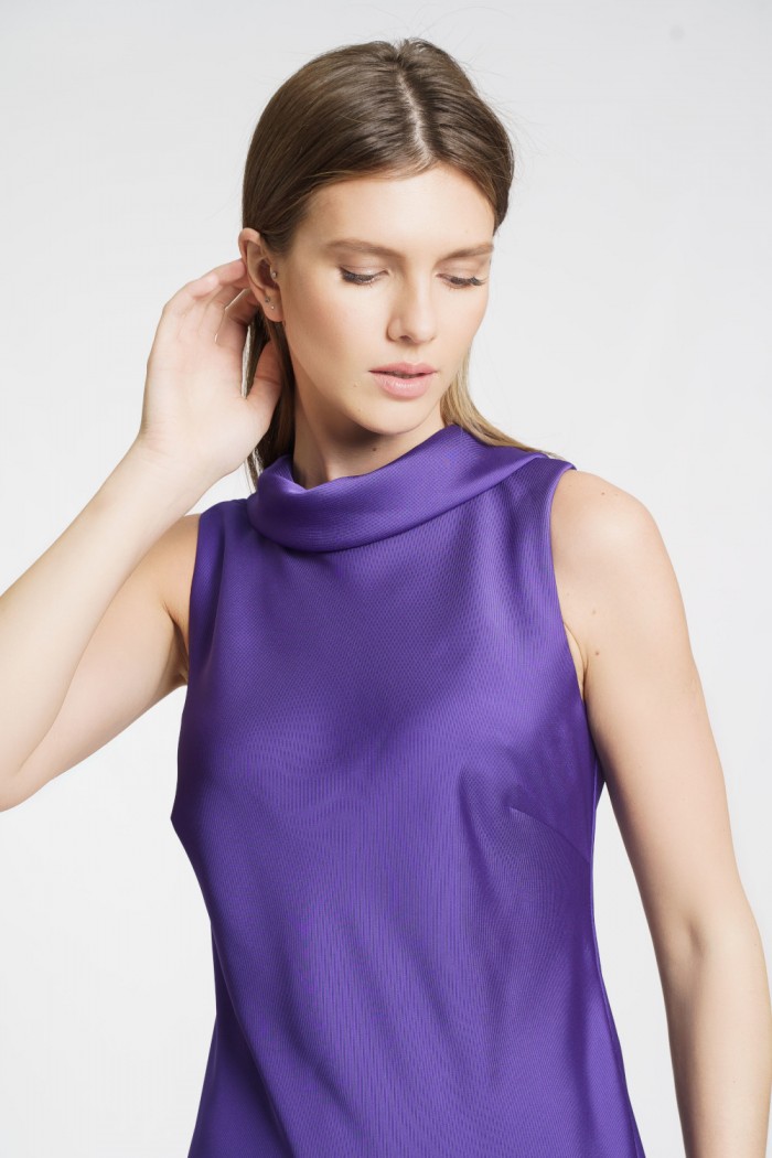 5-3167-73 - Фиолетовое длинное платье без рукава | Paulain