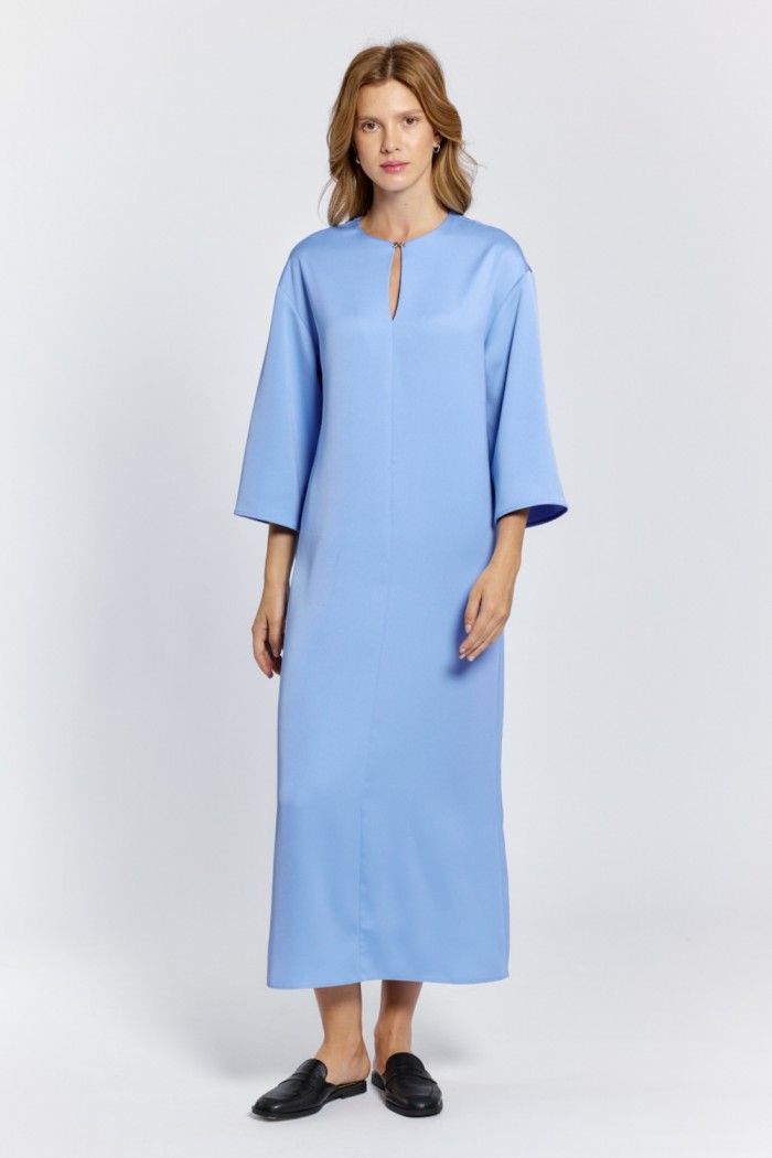 Прямое платье голубого цвета с рукавом три четверти - ПЛАТЬЕ 5367-19 | Paulain